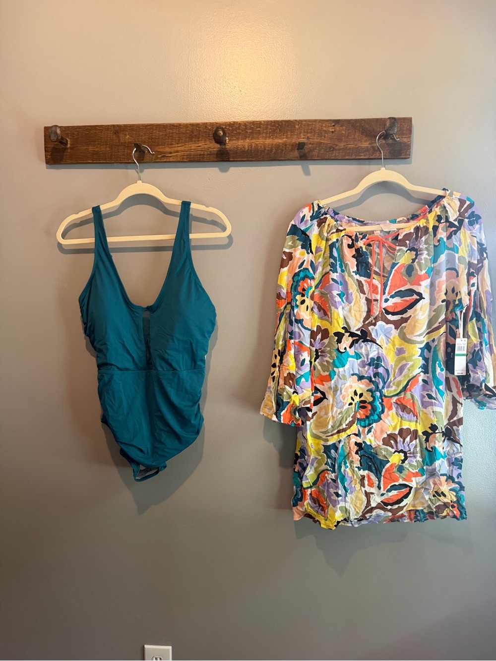 Anne Cole Teal Scoop One-Piece Swimsuit and Matching Coverup